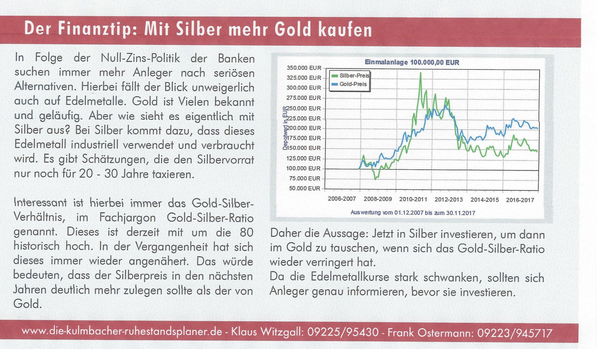 Mit Silber mehr Gold kaufen